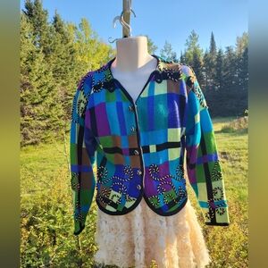 "Hocus Pocus" Colorful Vintage Plaid Sweater